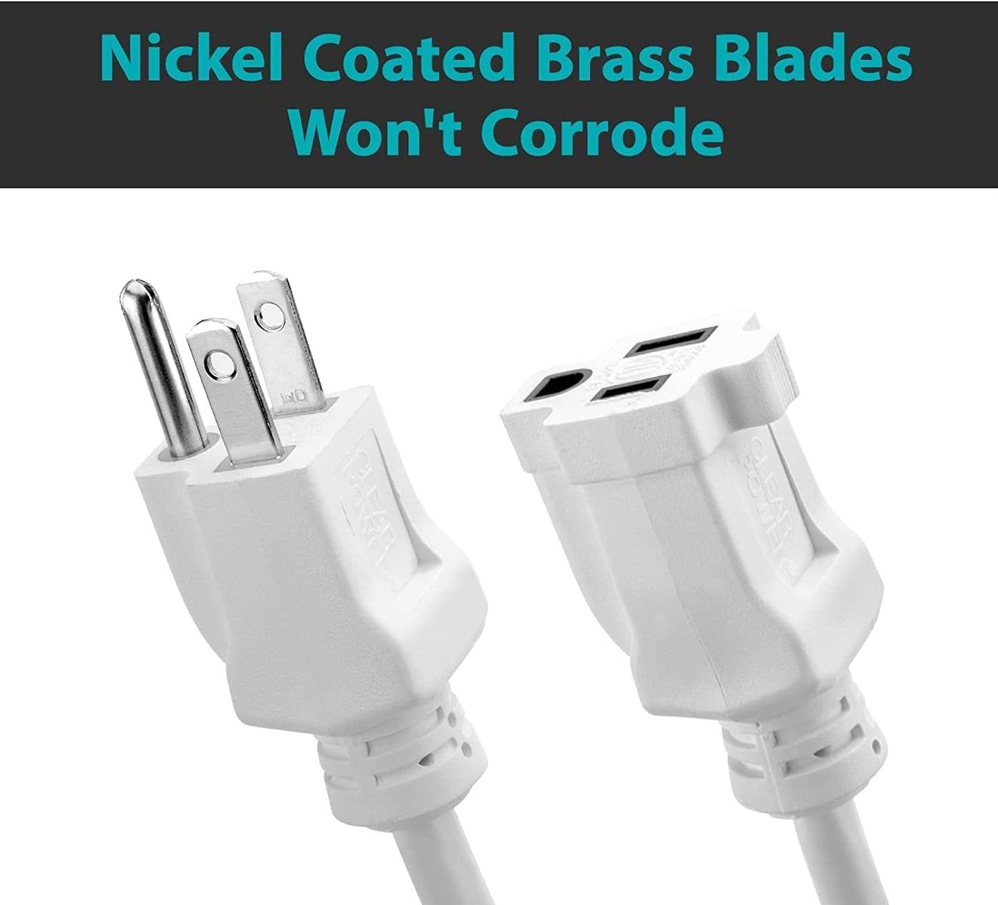 35 Ft Indoor/Outdoor Extension Cord 16/3 SJTW, 3-Prong Grounded Plug, White General Purpose Power Cord, Water & Weather Resistant, Flame Retardant, DCOC-0207-DC