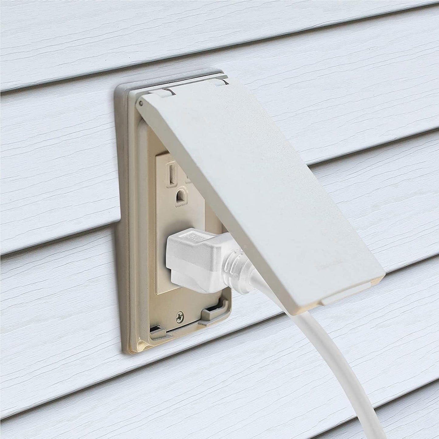 35 Ft Indoor/Outdoor Extension Cord 16/3 SJTW, 3-Prong Grounded Plug, White General Purpose Power Cord, Water & Weather Resistant, Flame Retardant, DCOC-0207-DC